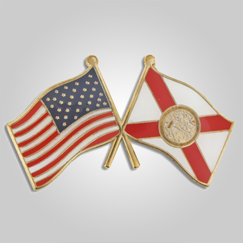 Florida and USA Crossed Flag Pin